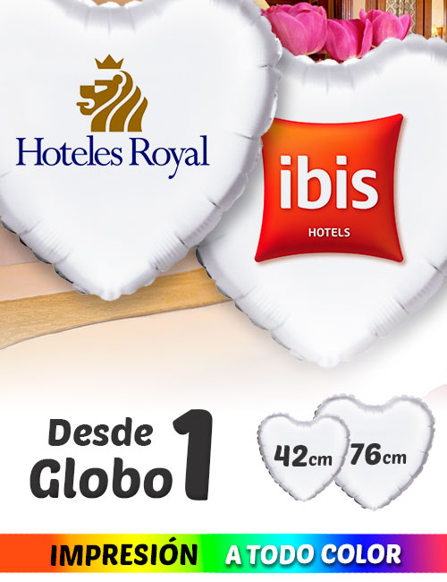 Globos de Helio Personalizados Corazón A Todo Color · De 1 a 5 Globos