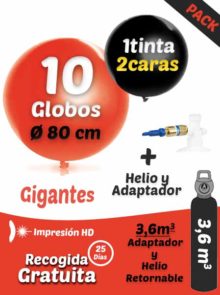 Pack Gigante: 10 Globos Gigantes Personalizados + Helio 3,6 + Adaptador