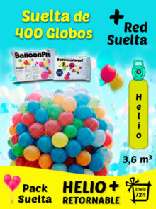 Pack Suelta de Globos 400 Globos + Helio + Adaptador + Red