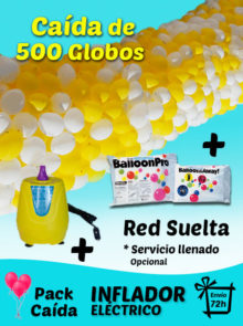 Pack Caída de Globos 500 Globos + Inflador Electrico + Red + Envío