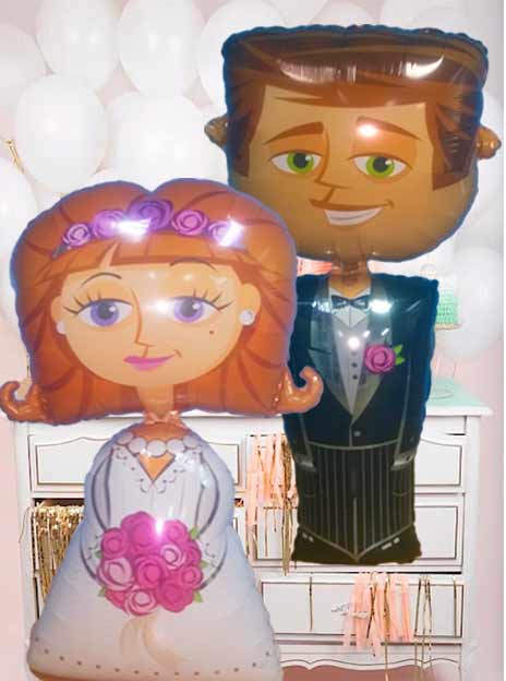 novio y novia de helio bodas con globos