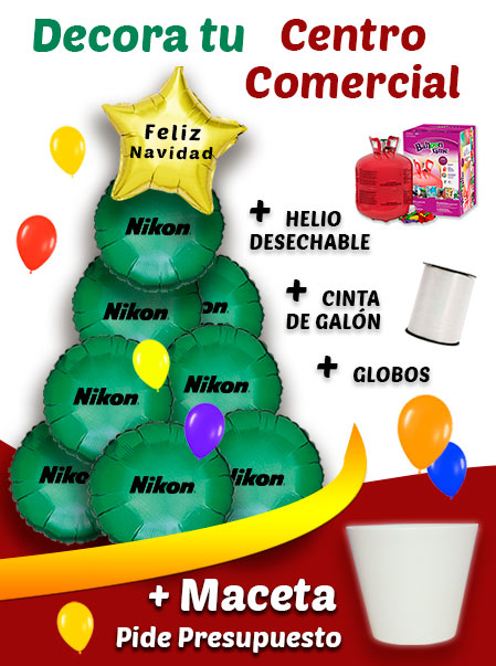Arbol de Navidad con Globos de Helio Personalizados - Decora tu Centro Comercial