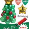 Arbol de Navidad con 60 Globos Latex 25 cm y Estrella Personalizada 42 cm