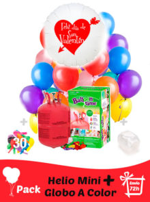 Pack San Valentin Color: Globo Poliamida Personalizado A Color + Helio Mini