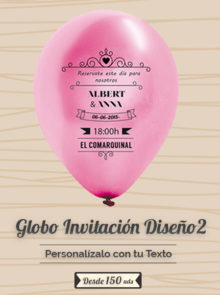 Invitaciones Globo Personalizado Boda 2 | Globo 25 cm Metalizado