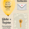 Invitaciones de Boda 4: Tarjeta y Globo Personalizado + Sobre